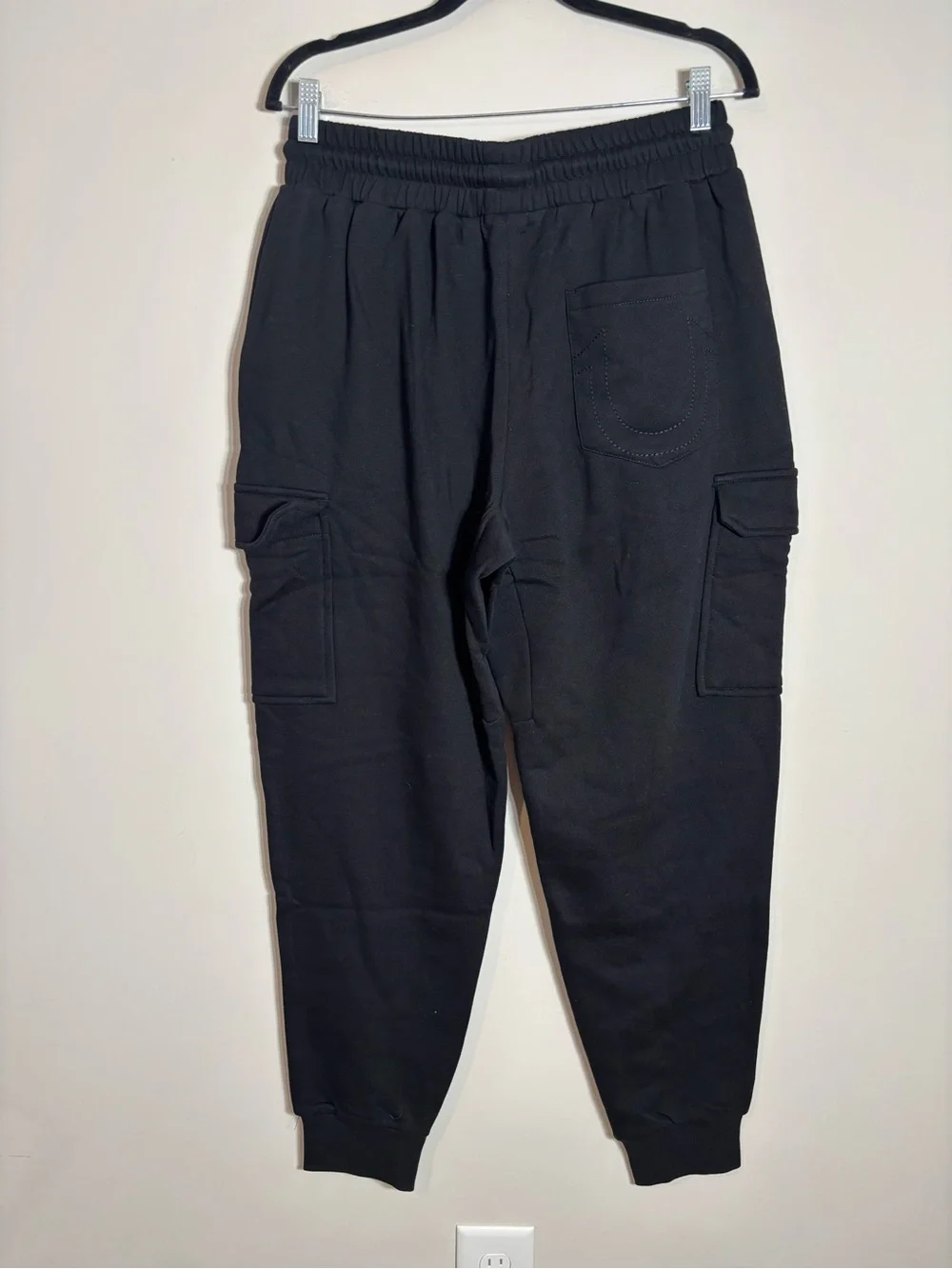 True Religion Cargo Joggers Sweatpants Large Thick Stitch